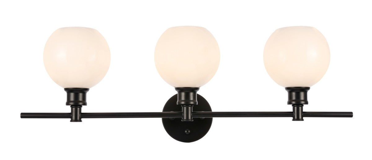 Collier 3-Light Wall Sconce in Black & Frosted White Glass