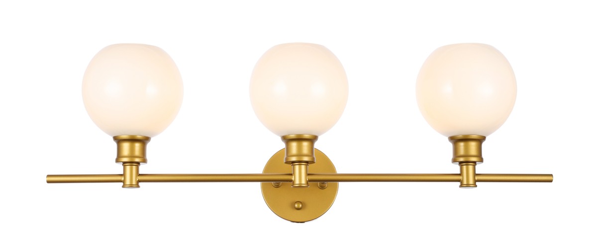 Collier 3-Light Wall Sconce in Brass & Frosted White Glass