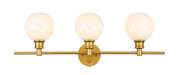 Collier 3-Light Wall Sconce in Brass & Frosted White Glass