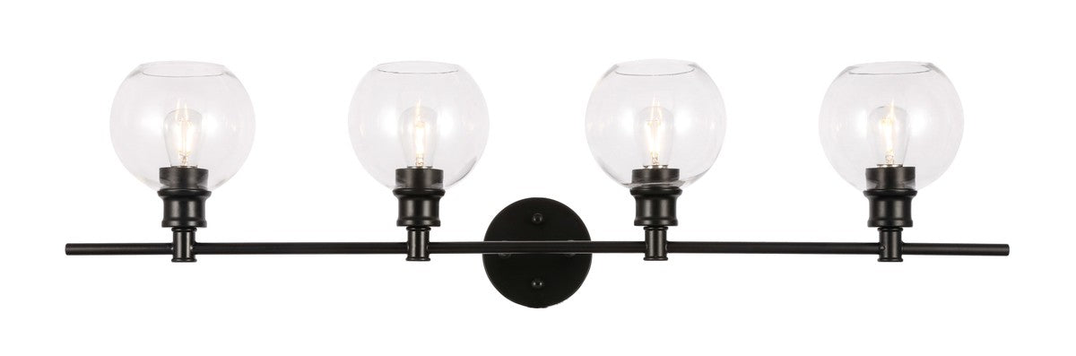 Collier 4-Light Wall Sconce in Black & Clear Glass