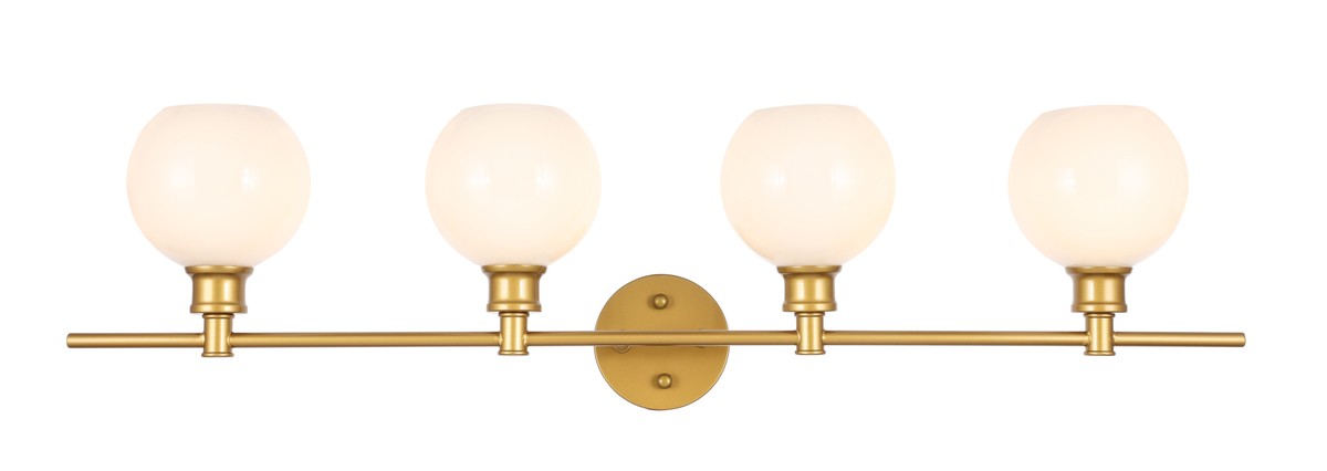 Collier 4-Light Wall Sconce in Brass & Frosted White Glass