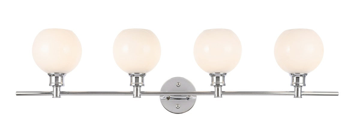 Collier 4-Light Wall Sconce in Chrome & Frosted White Glass