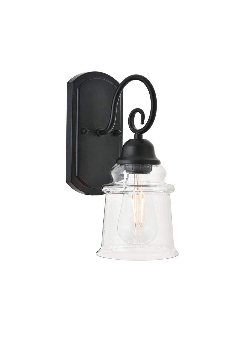 Spire 1-Light Wall Sconce in Black & Clear