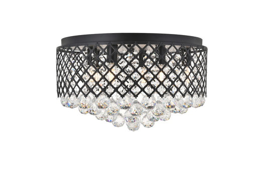 Tully 6-Light Flush Mount in Matte Black & Clear with Clear Royal Cut Crystal