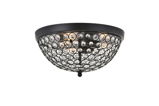 Taye 3-Light Flush Mount in Matte Black & Clear with Clear Royal Cut Crystal