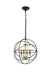 Wallace 4-Light Pendant in Matte Black & Brass & Clear with Clear Royal Cut Crystal
