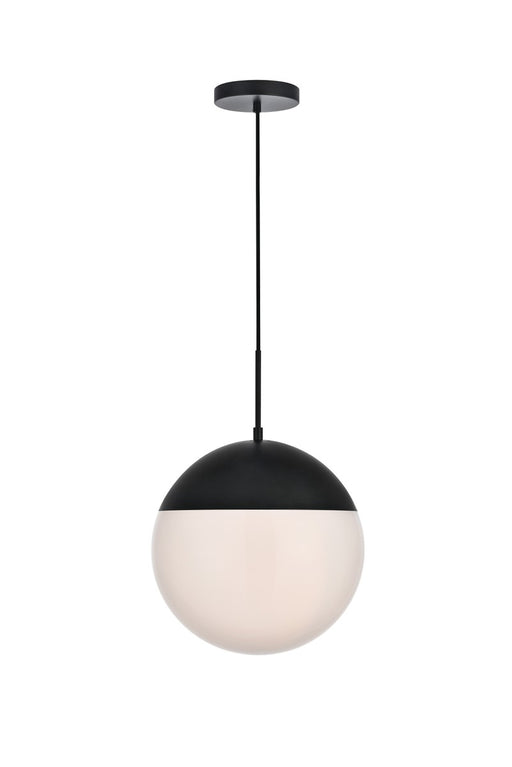 Eclipse 1-Light Pendant in Black & Frosted White