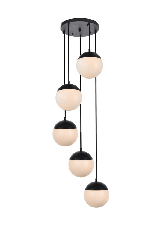 Eclipse 5-Light Pendant in Black & Frosted White