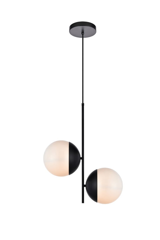 Eclipse 2-Light Pendant in Black & Frosted White