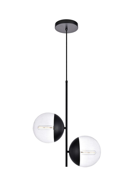 Eclipse 2-Light Pendant in Black & Clear
