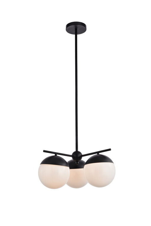 Eclipse 3-Light Pendant in Black & Frosted White