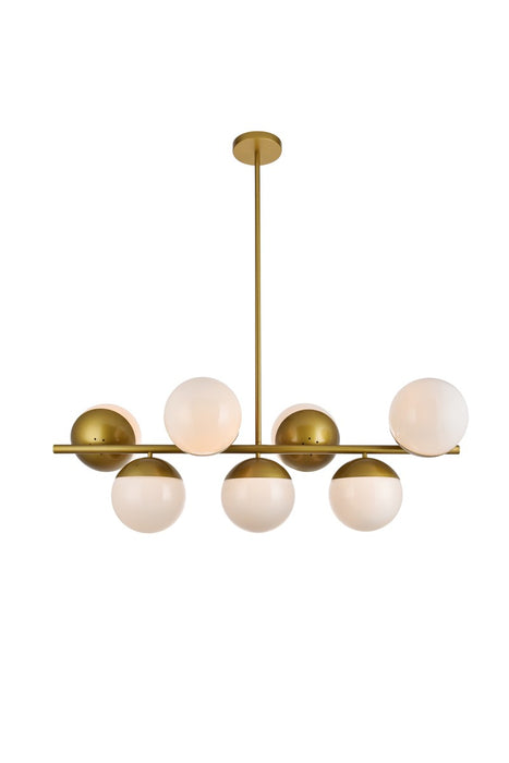 Eclipse 7-Light Pendant in Brass & Frosted White