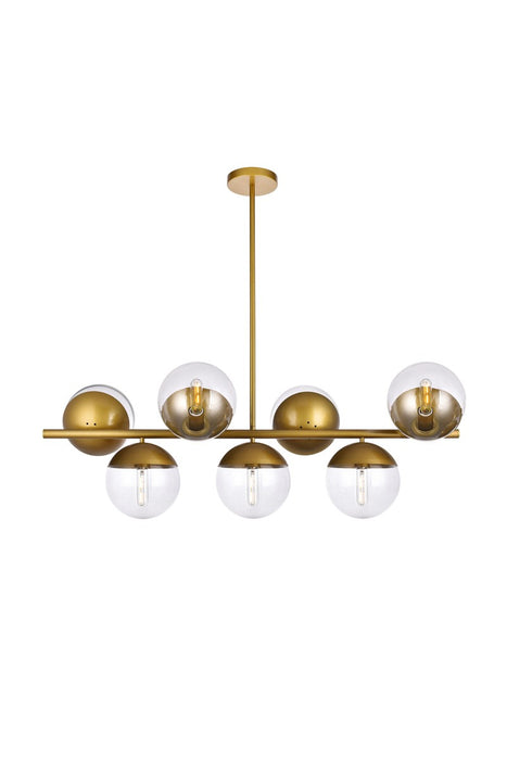 Eclipse 7-Light Pendant in Brass & Clear