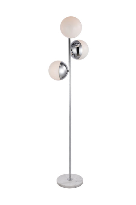 Eclipse 3-Light Floor Lamp in Chrome & Frosted White