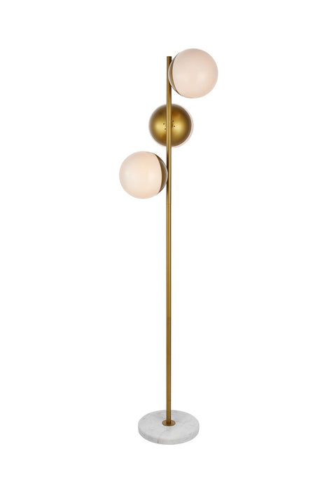 Eclipse 3-Light Floor Lamp in Brass & Frosted White