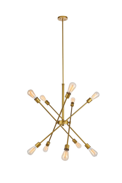Axel 10-Light Pendant in Brass