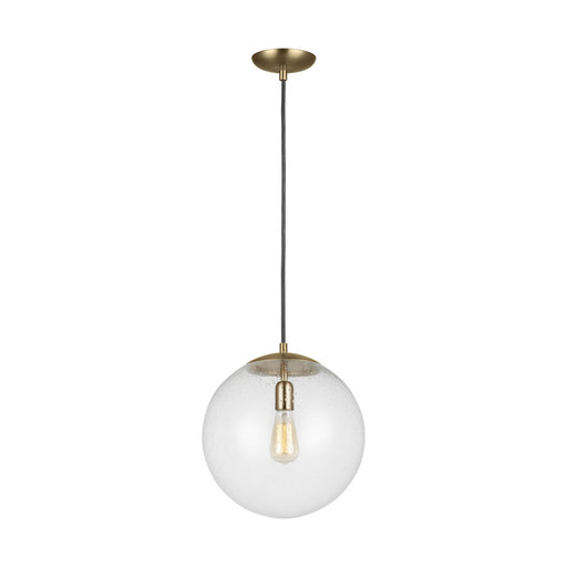 Leo - Hanging Globe One Light Pendant in Satin Bronze with Clear Seeded�Glass