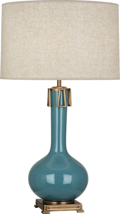 Robert Abbey (OB992) Athena Table Lamp with Open Weave Heather Linen Shade