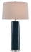 Azure 1 Light Table Lamp in Navy & Polished Nickel with Gray Birch Silk Shade