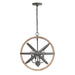 Bluffton Four Light Pendant in Iron and Wood