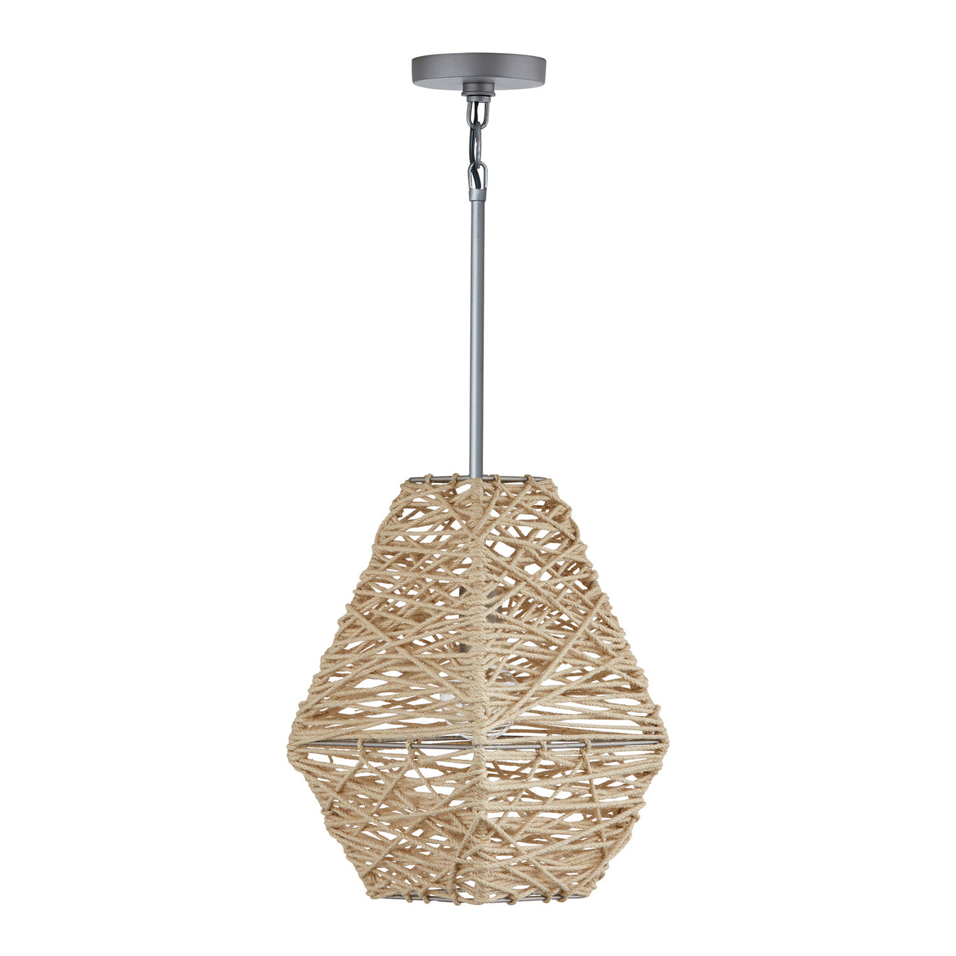 Finley One Light Pendant in Natural Jute and Grey