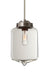 Olin 1 Light 120V Stem Pendant in Satin Nickel with Clear Glass Shade