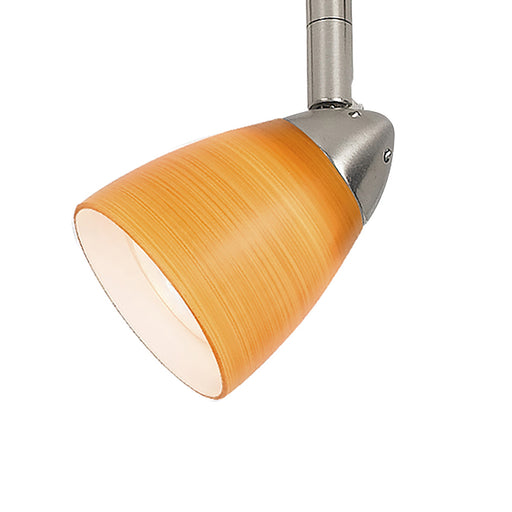 4 87" Tall Serpentine Track Head with Shade in Brushed Steel with Orange Swirl Glass - Lamps Expo