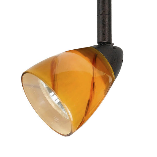 4 87" Tall Serpentine Track Head with Shade in Rust with Yellow Amber Spot Glass - Lamps Expo
