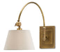 Ashby 1-Light Wall Sconce in Antique Brass with Eggshell Shantung Shade - Lamps Expo