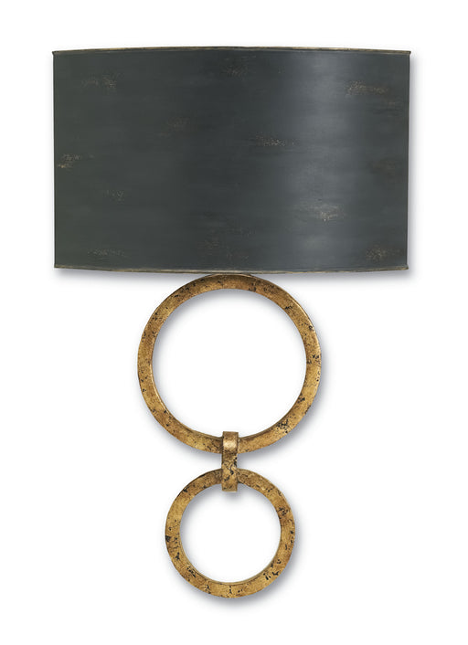 Bolebrook 1-Light Wall Sconce in Gold Leaf with Gold Leaf/French Black Interior Shade - Lamps Expo