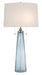 Looke Table Lamp in Blue & Brass with Off-White Shantung Shade - Lamps Expo