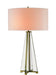 Lamont 2-Light Table Lamp in Clear & Brass with Off-White Shantung Shade - Lamps Expo