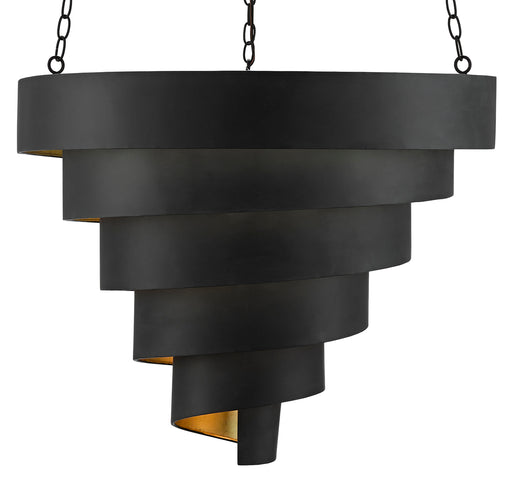 Chiffonade 7-Light Pendant in Antique Black & Contemporary Gold Leaf - Lamps Expo