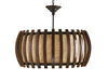 Dado 1-Light Pendant in Old Iron & Polished Fruitwood with Putty Burlap Shade - Lamps Expo