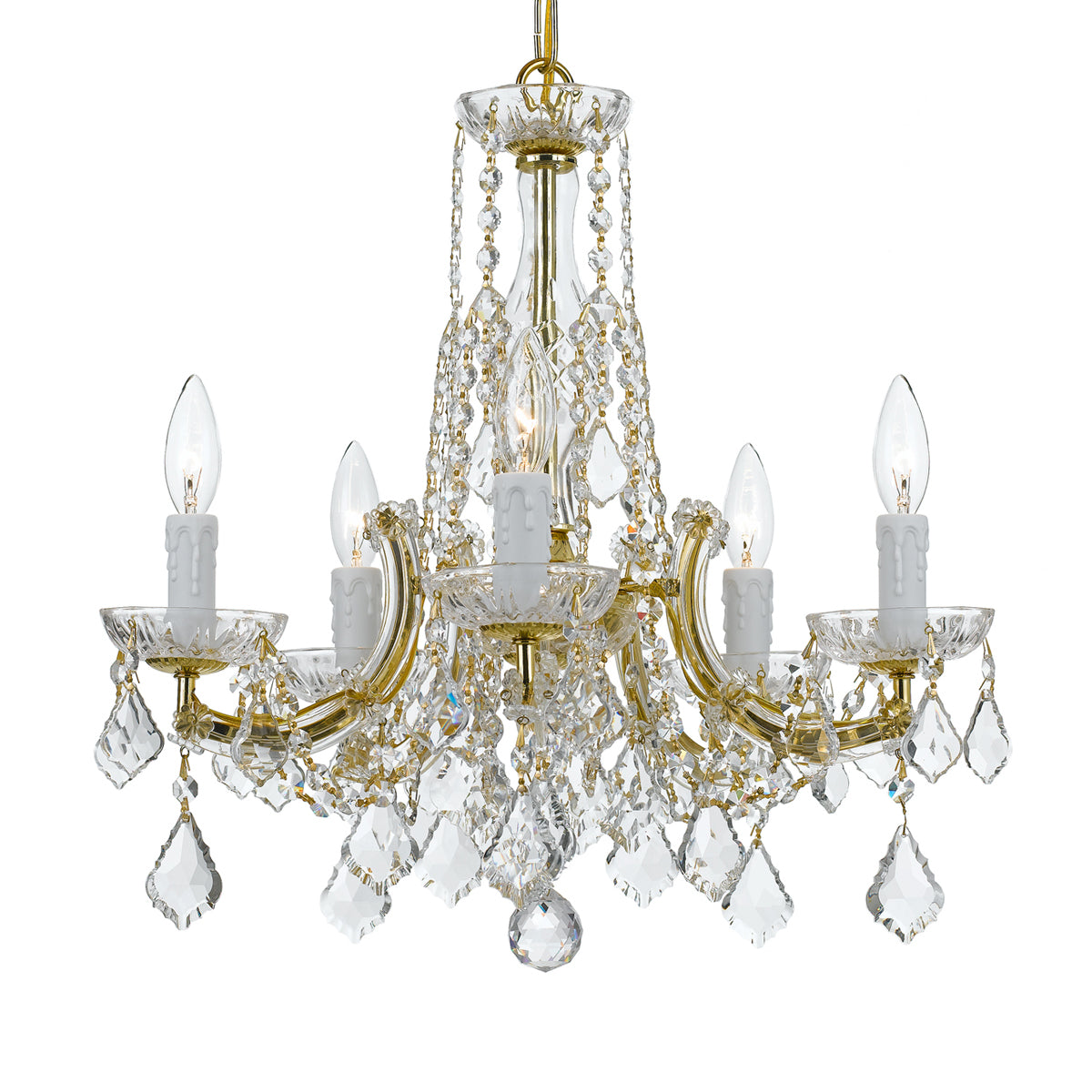 Traditional Crystal 5-Light Chandelier in Gold with Hand Cut Crystal - Lamps Expo