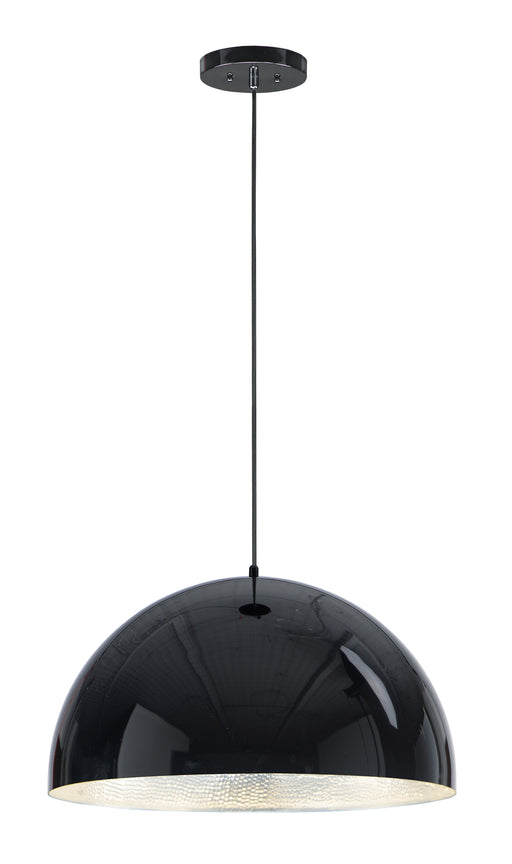 Hemisphere 1-Light 24" LED Pendant in Gloss Black / Aluminum