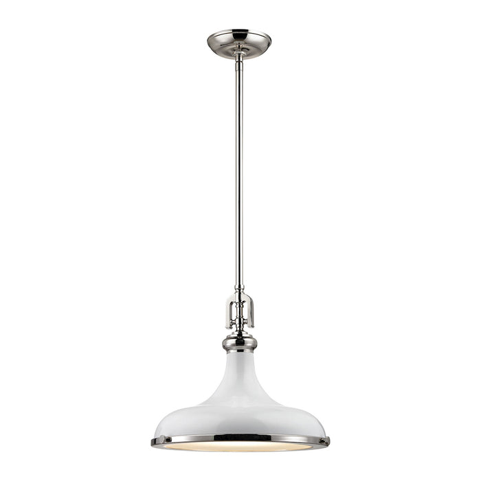 Rutherford 1-Light Pendant in Gloss White/Polished Nickel