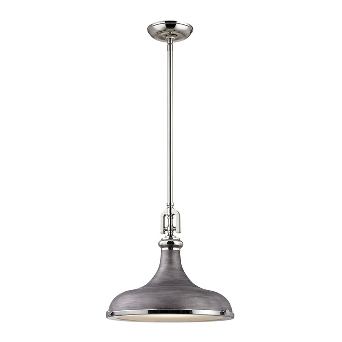 Rutherford 1-Light Pendant in Polished Nickel/Weathered Zinc