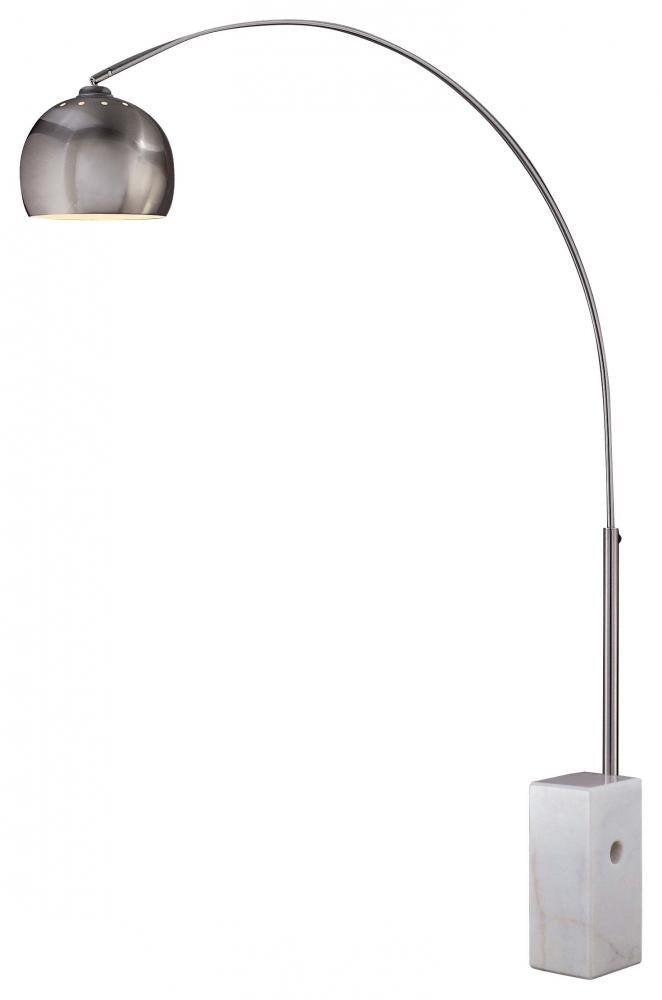 George's Reading Room 1-Light Arc Floor Lamp in Brushed Nickel - Lamps Expo