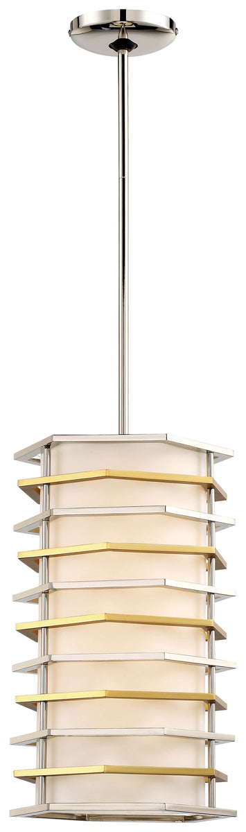 Levels LED Mini Pendant in Polished Nickel & Honey Gold - Lamps Expo