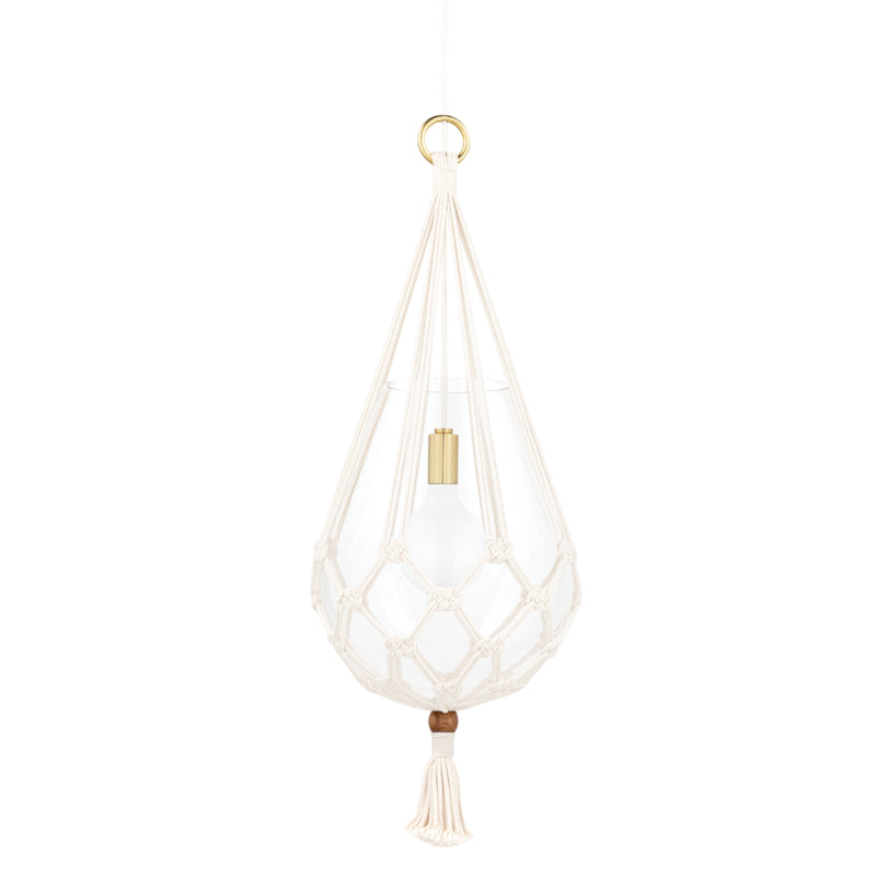 Tessa 1-Light Large Pendant in Aged Brass - Lamps Expo