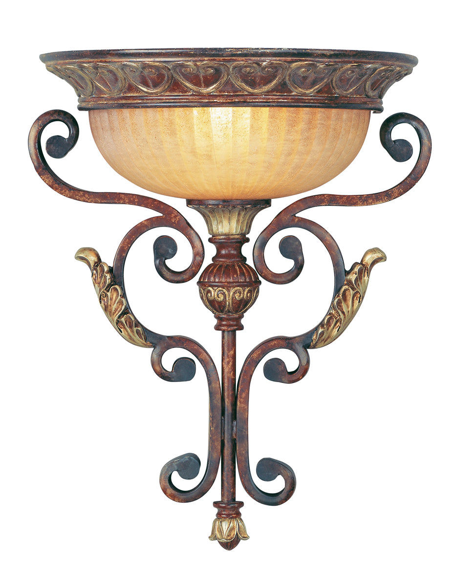 Villa Verona 1-Light Wall Sconce in Verona Bronze with Aged Gold Leaf Accents - Lamps Expo