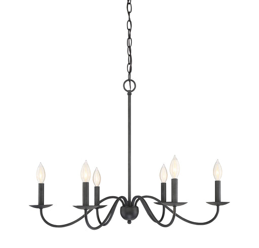 Meridian (M10042AI) 6-Light Chandelier in Aged Iron