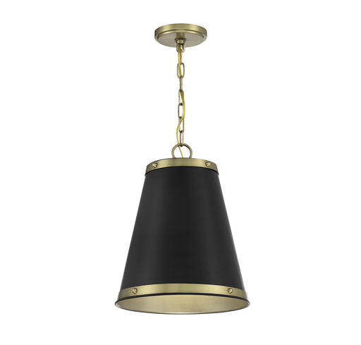 Meridian (M7014MBKNB) 1-Light Pendant in Matte Black with Natural Brass