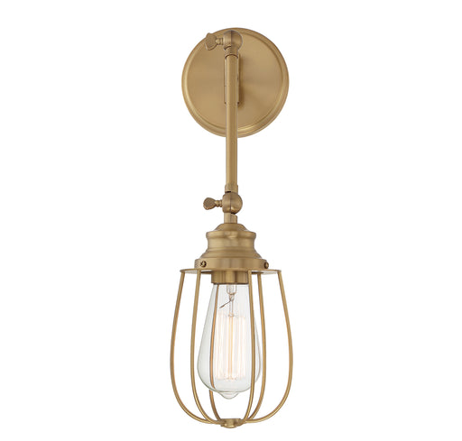1-Light Adjustable Wall Sconce in Natural Brass