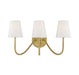 Meridian (M90056NB) 3-Light Wall Sconce in Natural Brass
