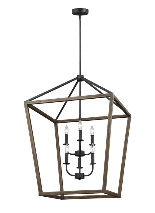 Gannet Chandelier in Weathered Oak Wood/Antique Forged Iron - Lamps Expo