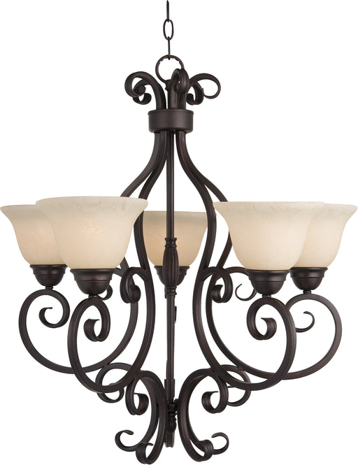 Manor 5-Light Chandelier in Oil Rubbed Bronze with Frosted Ivory Glass/Shade - Lamps Expo