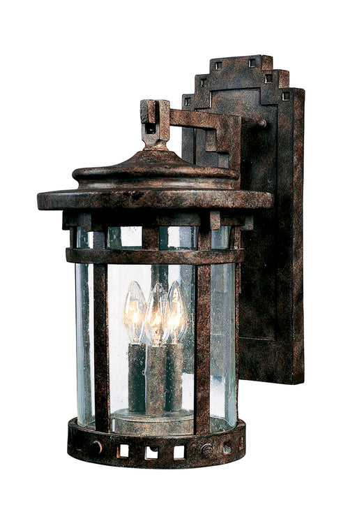 Santa Barbara Cast 3-Light Outdoor Wall Lantern in Sienna with Seedy Glass - Lamps Expo