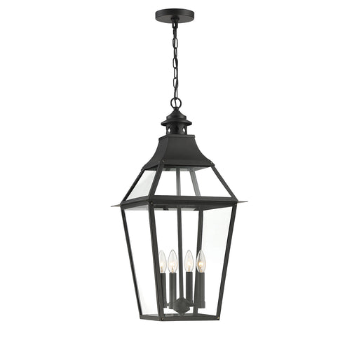 Jackson 4-Light Outdoor Pendant in Black With Gold Highlighted